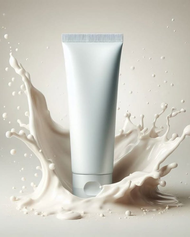 Emulsion tube with milky splash